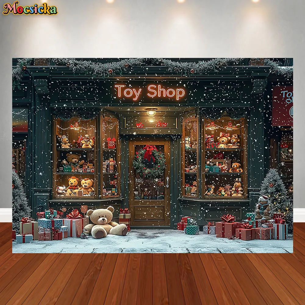 Christmas Photography Background Xmas Store Toy Shop Nutcracker Holiday Decor Boys Girls Photo Portrait Backdrops Studio Props