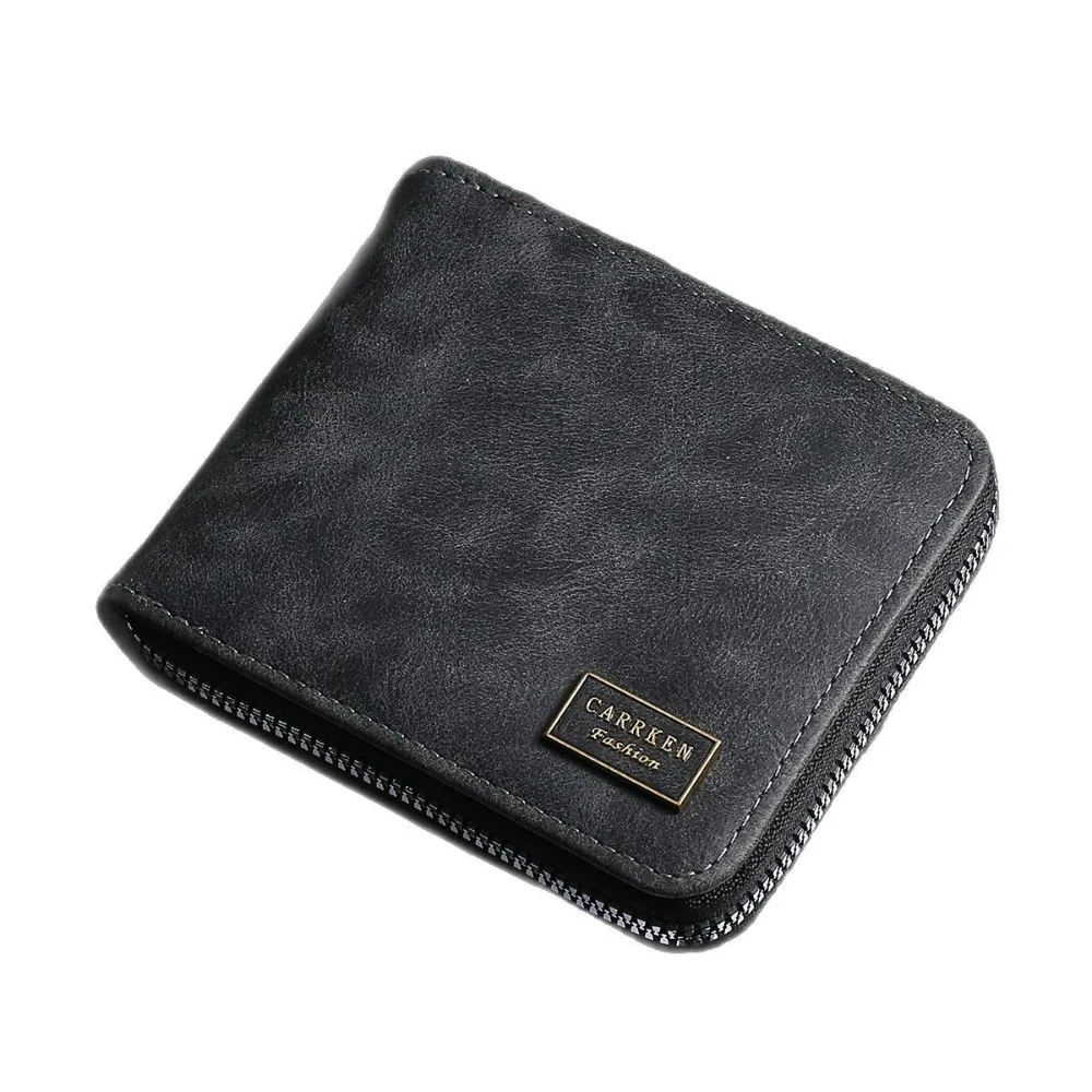 

High Quality Simple Coin Purse Multifunctional Short Zipper Wallet Large Capacity Credit Card Bag Men