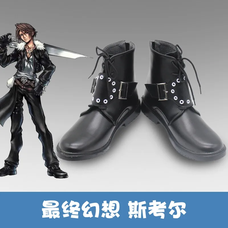 Juego Final Fantasy VIII 8 Squall Leonhart, zapatos de Cosplay, disfraz de Halloween, botas negras para mujeres y hombres