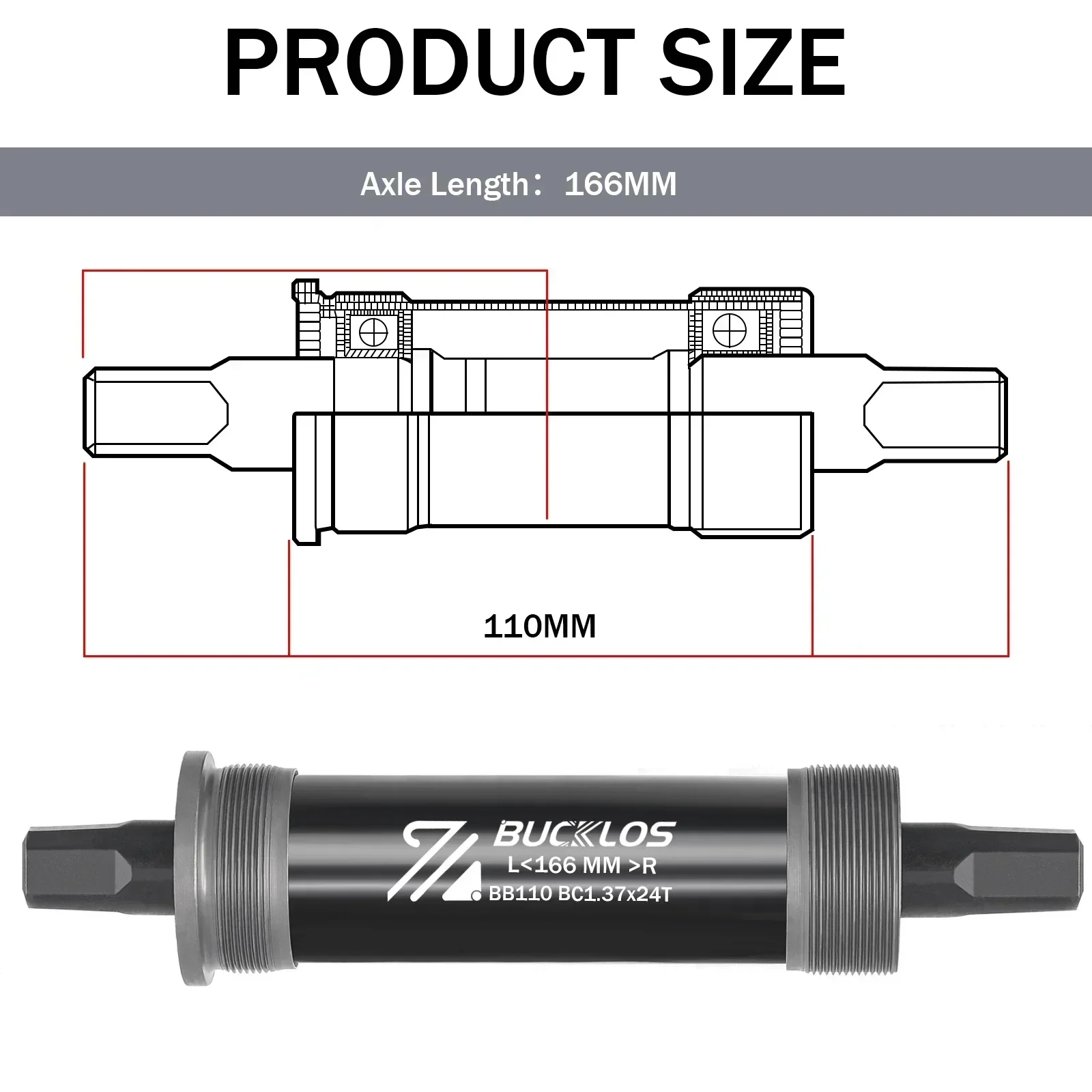 BUCKLOS Fahrrad Tretlager Quadratisches Loch Rennrad Mountainbike E-Bike Kurbel BB BB68 BB80 BB90 BB100 BB110 BB120 MTB Kurbelgarnitur Teile