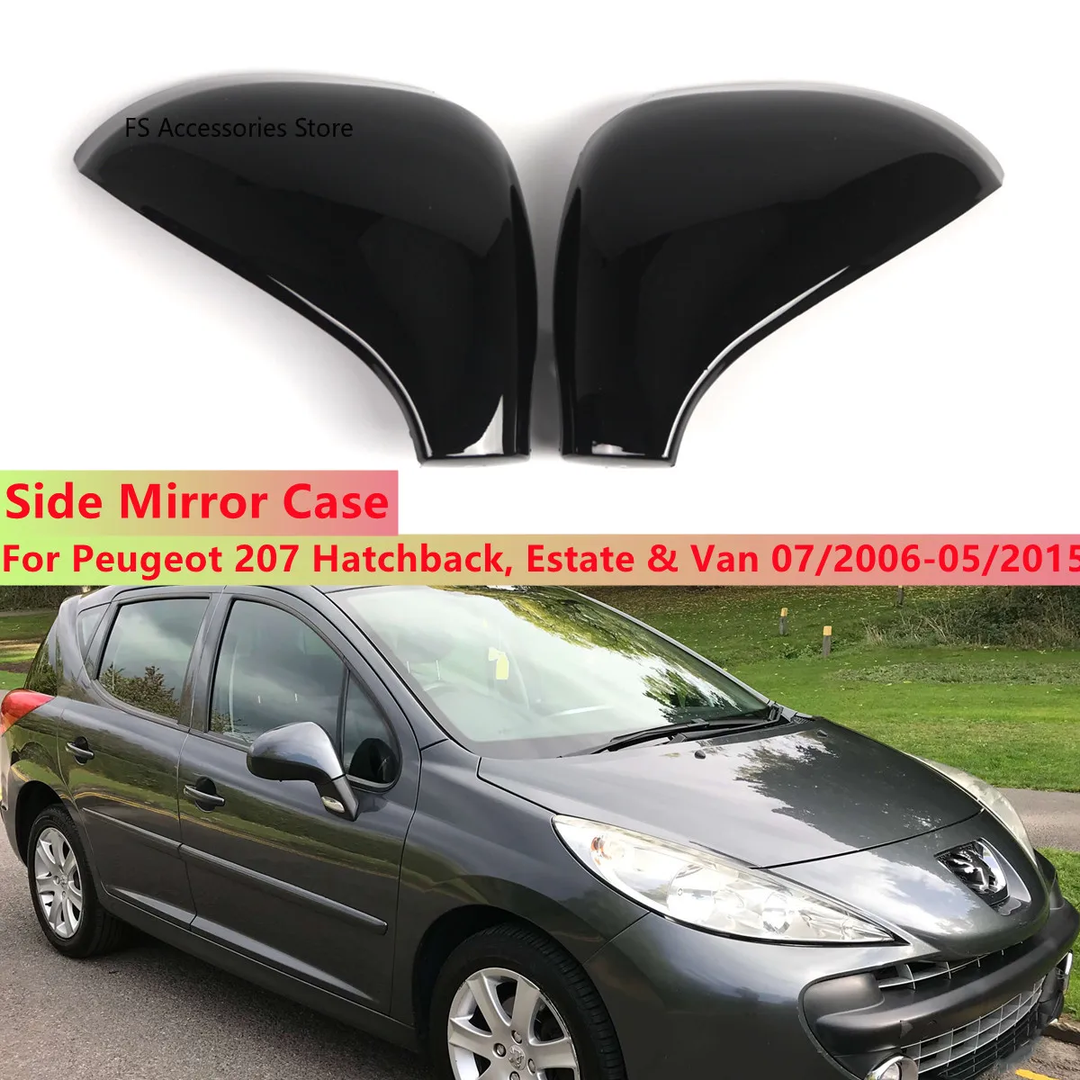Substituição lateral espelho retrovisor capa tampas escudo para peugeot 207 hatchback estate & van 2006-2015 9680194877,9680194977