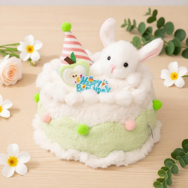 

Beautiful Fruit Cake Plush Toy Lovely Animal-Themed Birthday Cake Doll Sweet Treat Stuffed Toy Comfortable Dessert-Shaped Pillow