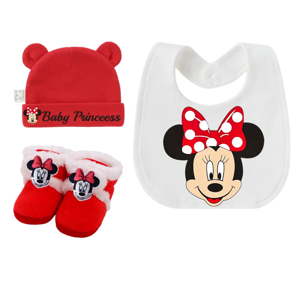 

3 комплекта детских шапочек, туфель и перчаток для девочек, 100% хлопок, мягкие и удобные, милый детский нагрудник для кормления новорожденных, подарок.