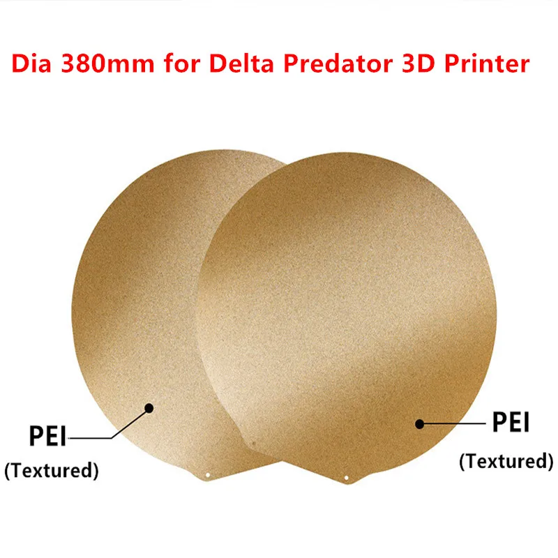 

ENERGETIC For Delta Predator PEI Build Plate Dia 380mm Double Sided Textured PEI Powder Coated Round Spring Steel Magnetic Bed