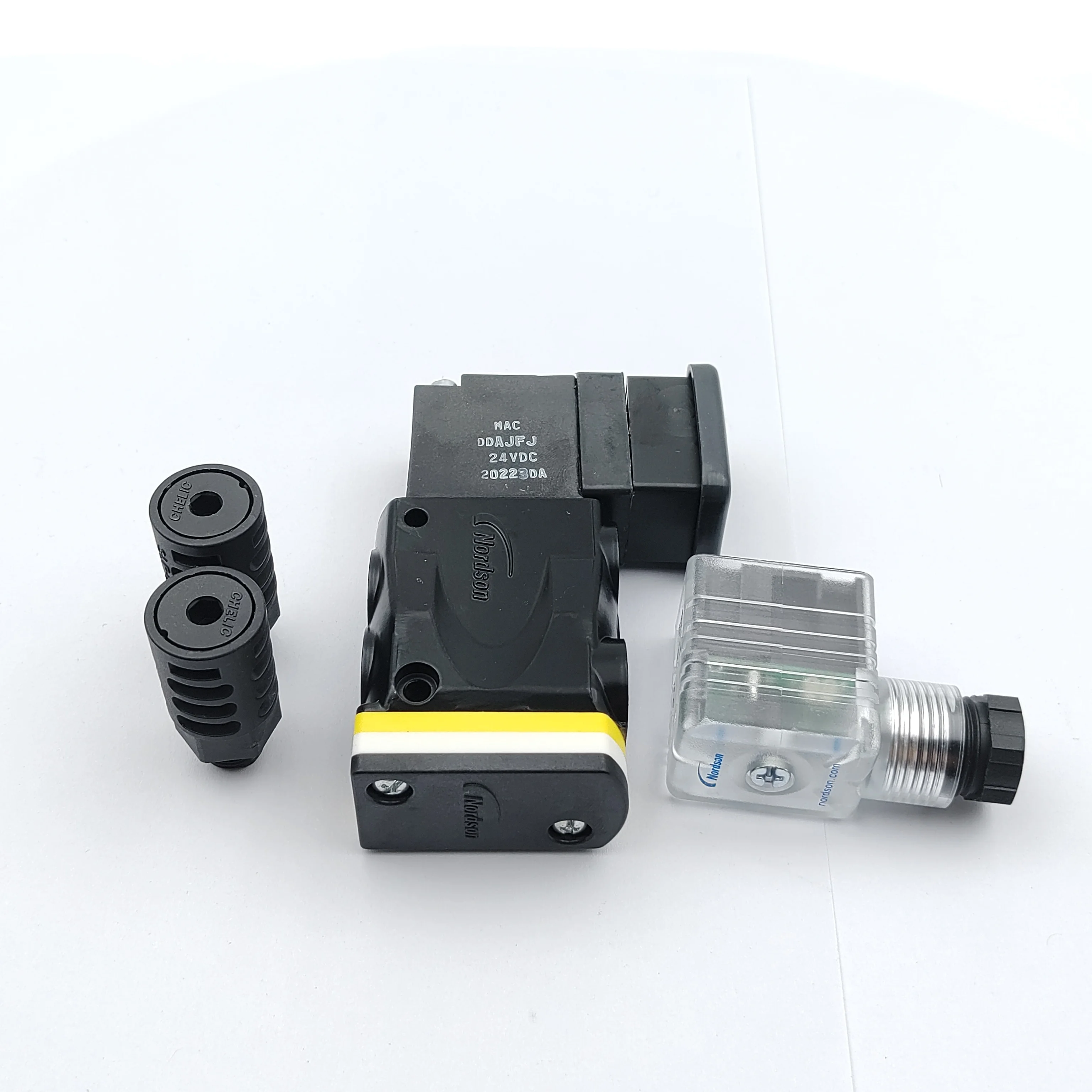 

Аксессуар для пистолета для термоплавкого клея Электромагнитный клапан Четырехходовой тип AO/AC, постоянный ток 24 В, со светодиодной маленькой лампочкой