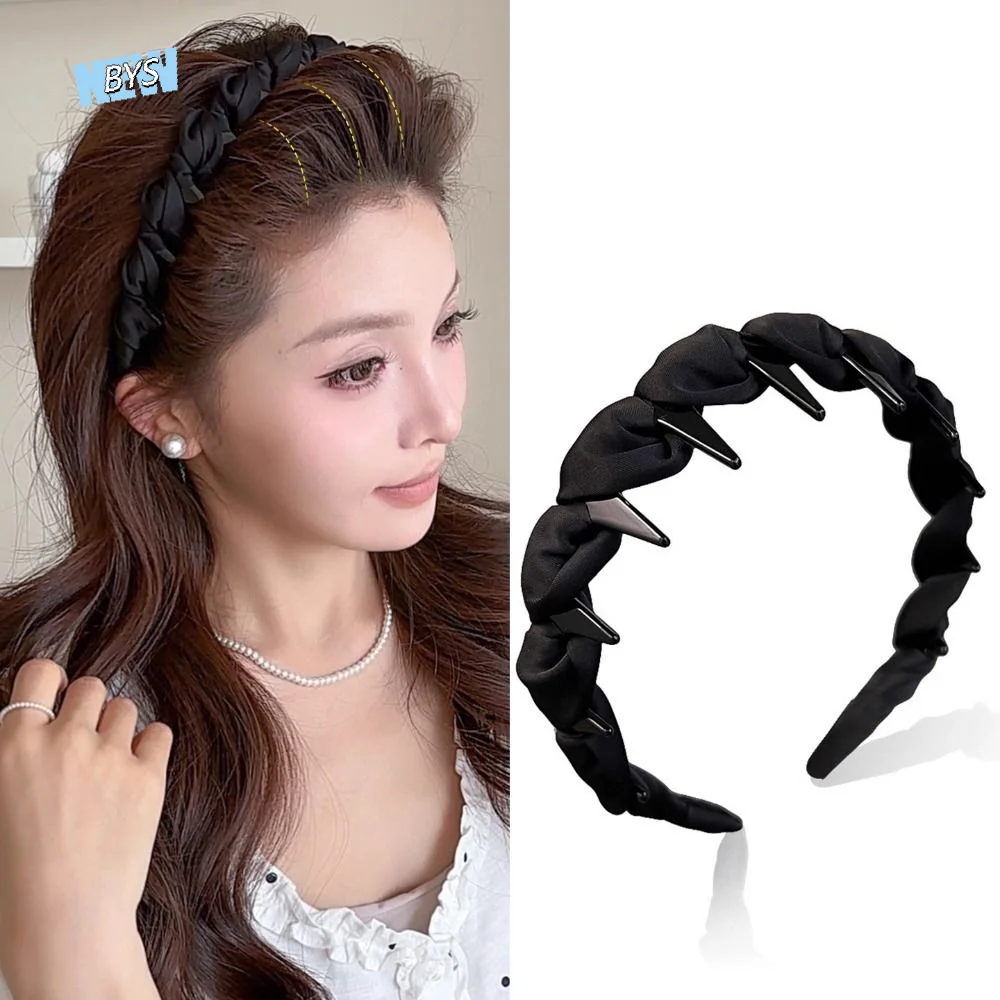 Wave Pattern Wrapped Hair Hoop Adjustable Comfortable Non-Slip Headband Fabric Headband Elegant Women's Satin Hairband