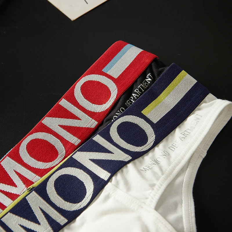 Menccino ropa interior de moda para hombres de algodón de cintura baja ajustada u convexa sexy bikini calzoncillos impresos ropa interior para