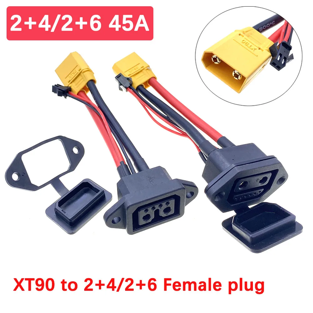 

XT90Shunt line adapter to2+6/2+4 Female plug charging cable with signal wire SM lithium battery connection wire discharging wire
