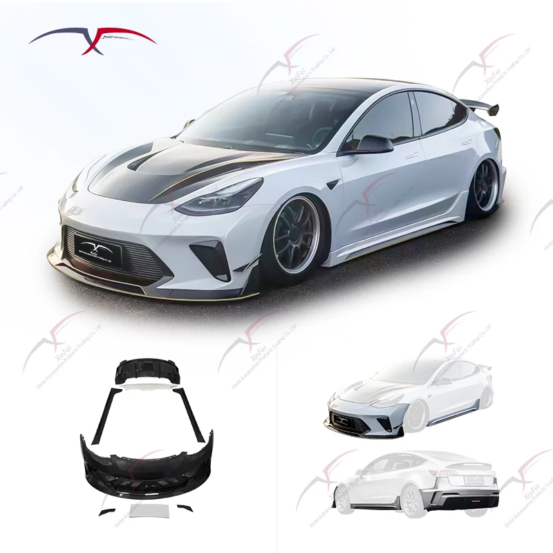 

New High-quality Car Kit with Modified Front and Rear Bumpers Suitable for Tesla Model 3 Body Kit with Hacker Kit Accessories