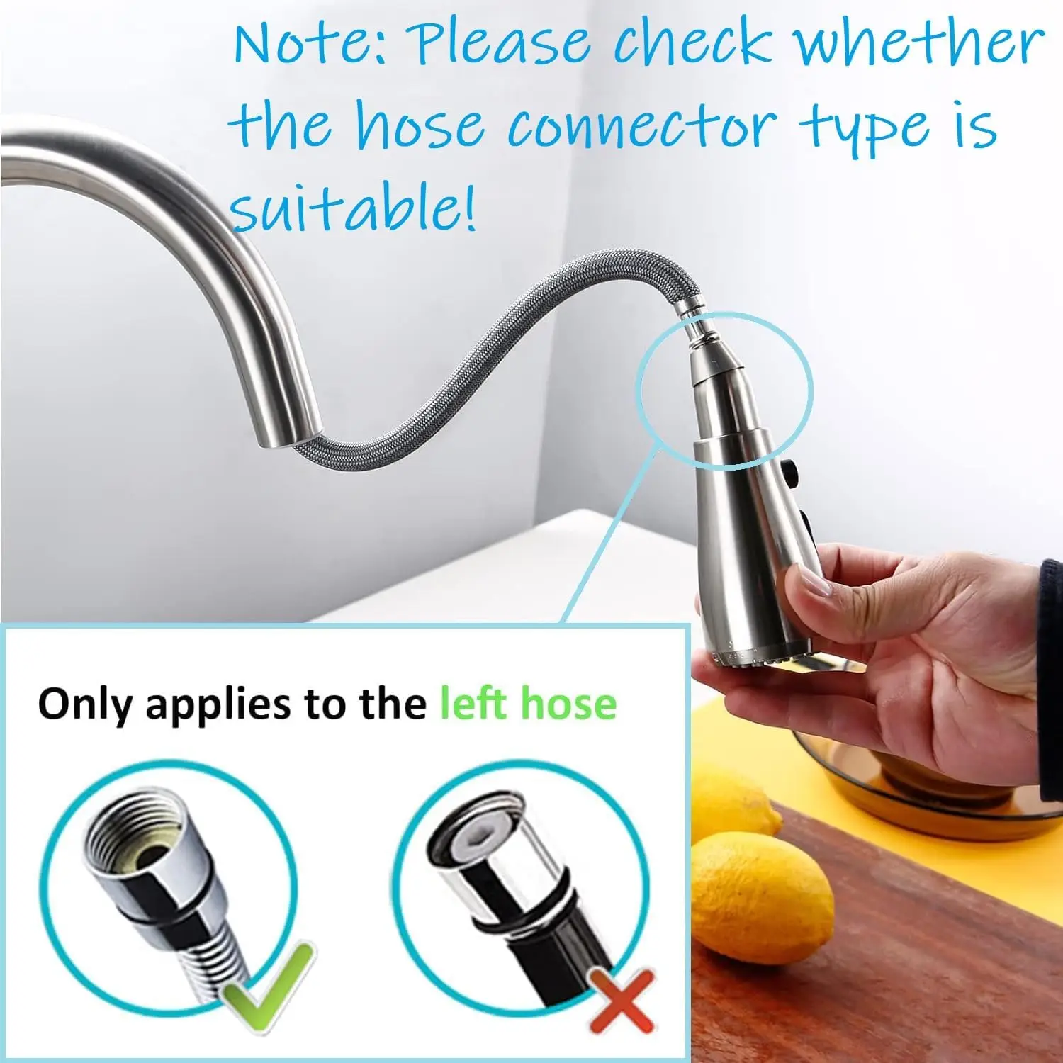 Kitchen Faucet Adapter Spare Replacement Mixer Tap Faucet Sprayer Pull Out Stream Spray Head Only for G1/2(20mm) Connector