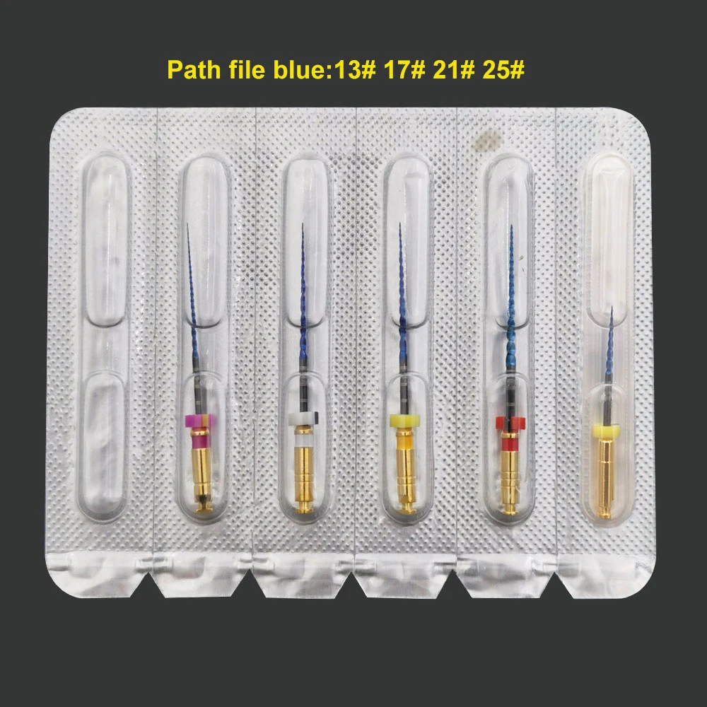 04 Taper #17 Dental Path Blue File Posterior #13 Dental Rotary Files 06 Taper #21 #25 Curved Root Canal  Dental Endodontic Files