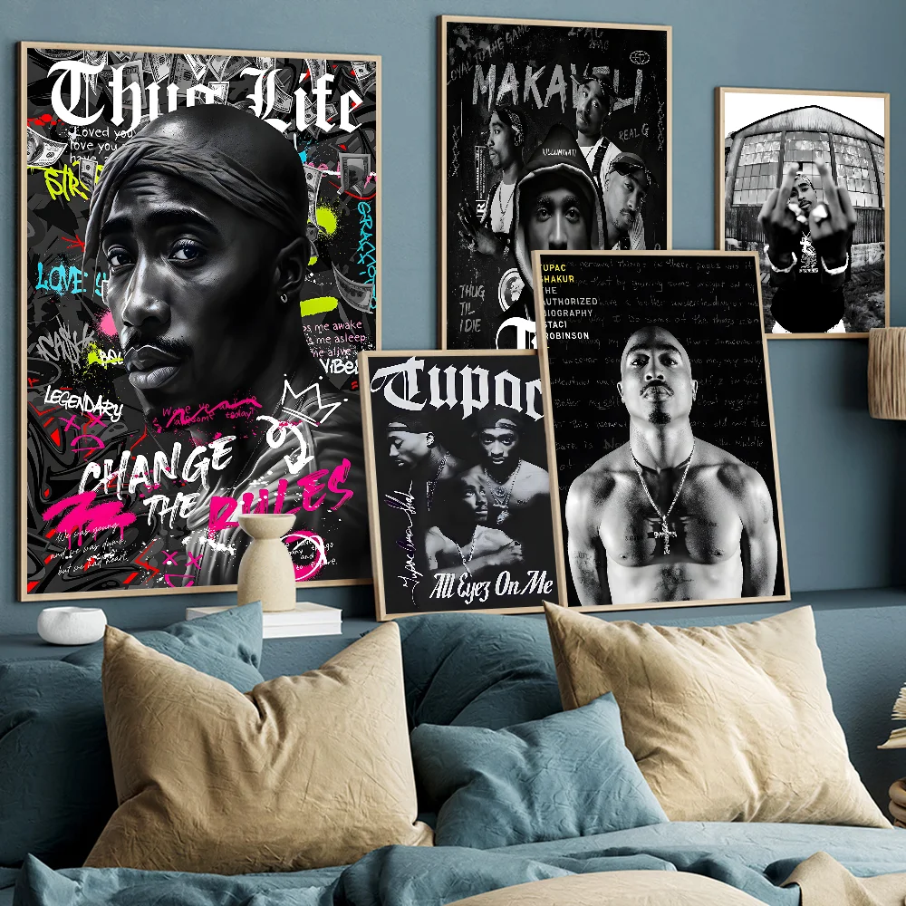 Pop Hip Hop Rapper 2PAC Good Posters Kraft Paper Prints Vintage Home Room Cafe Bar Art Wall Decor Aesthetic Painting Picture