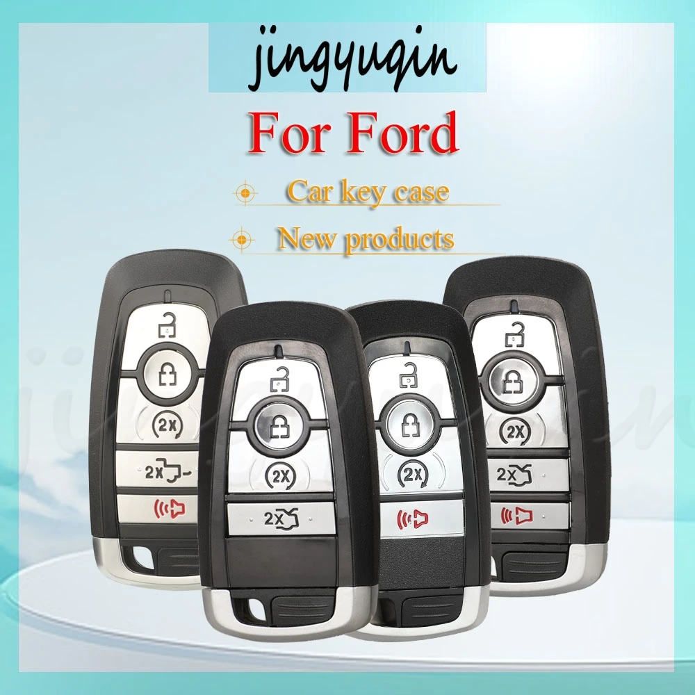 

jingyuqin 4/5Buttons Smart card Car Key Shell Case For Ford Focus Fusion Mk2 Mk7 Explorer Ranger Uncut Blank HU101 Blade