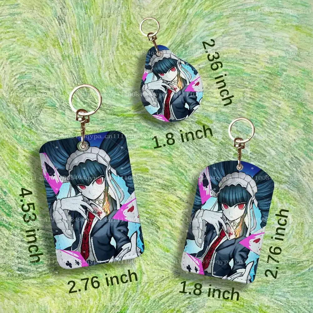 C-Celestia Ludenberg Leather 2 Sided ID Card Holder with Keychain Executive Protection For Bank Credit Subway Bus Case