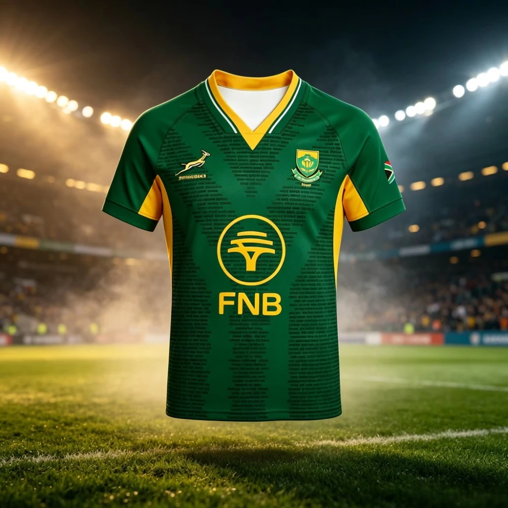South Africa Rugby 26-27 Home Jersey Green Yellow Side Panel Men Short Sleeve V-neck Shirt for Match Training Game Wear