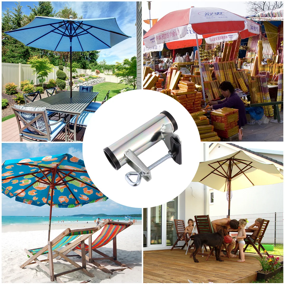 

Outdoor Umbrella Fixed Clip Quick Release Large Clamp Stable Tube Thumbscrew Adjustable Screw for Patio Garden