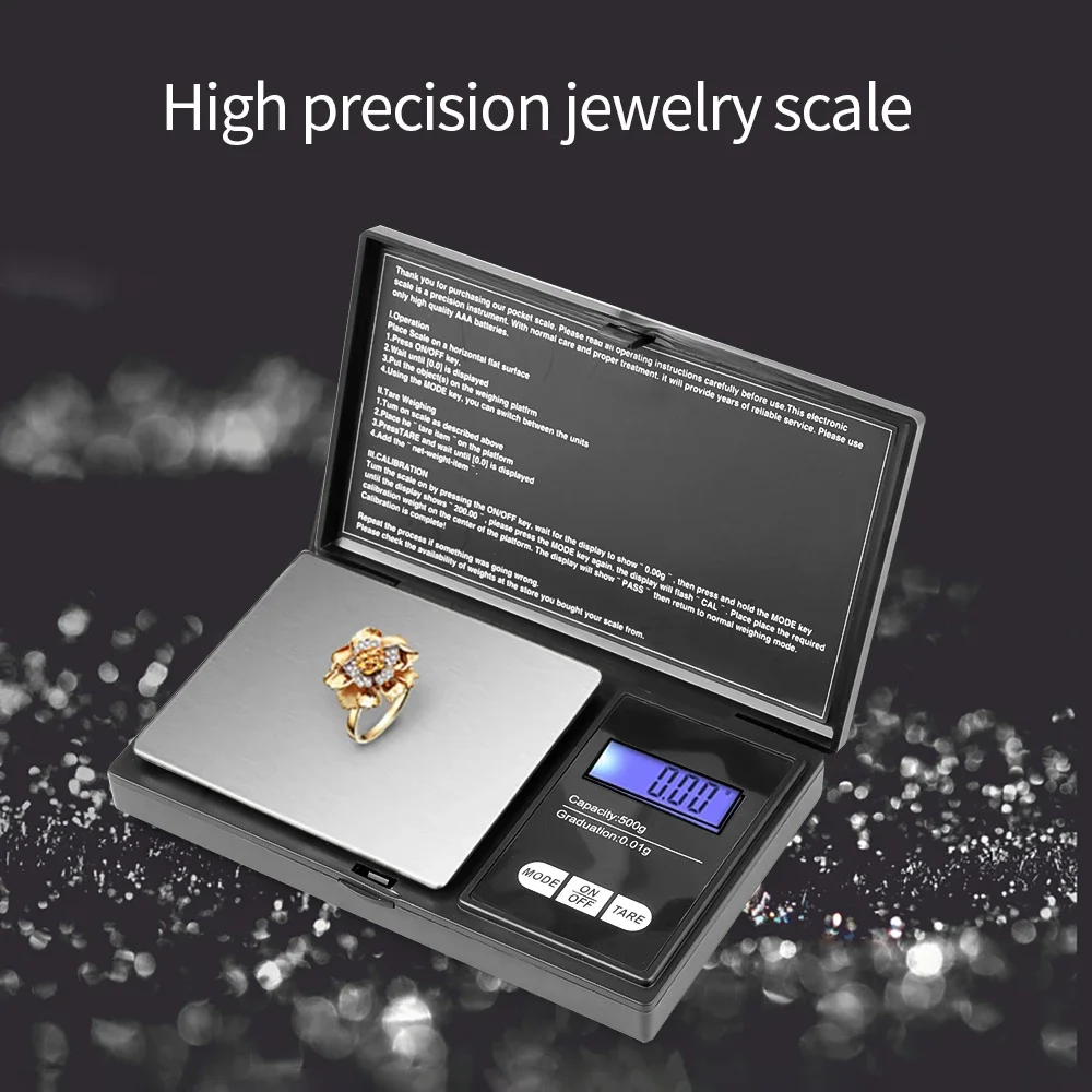 Mini Digital Scale 500g 0.01 High Precision Electric Pocket Scale For Jewelry Gold Gram Weight Kitchen Weight Scale