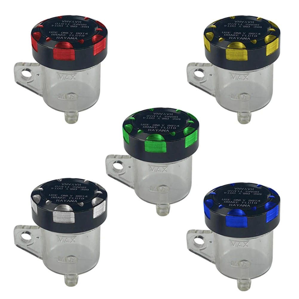 Motorcycle Brake Master Cylinder Brake Fluid Reservoir Transparent Motorcycle Brake Oil Tank Upper Pump Oil Cup with CNC Cap