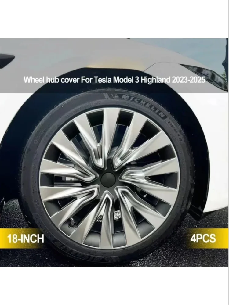 4er-Set Radkappen im Turbinen-Stil für Tesla Model 3 Highland 2023-2025, 18 Zoll, Ersatz-Zubehör