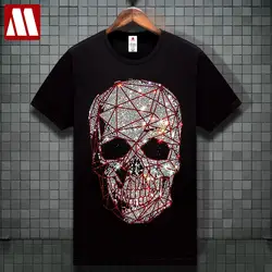 2024 Summer Plus Size Fashion Skull Rhinestones T Shirt Men Brand Short Sleeve Man Streetwear O Neck T-shirts Calaveras Camiseta