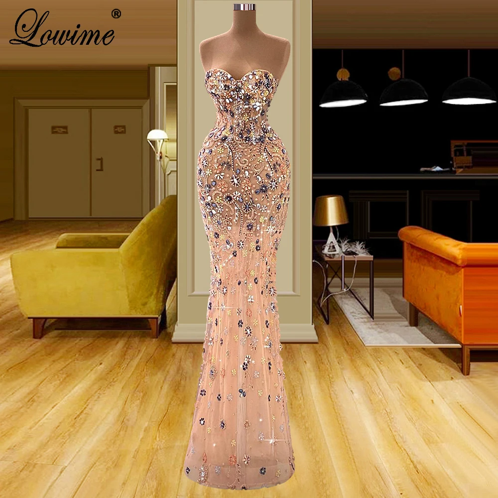 

Newest Fully Handmade Sewing Prom Dresses Mermaid Crystals Cocktail Dresses Sweetheart Evening Dresses 2022 Vestidos De Noche