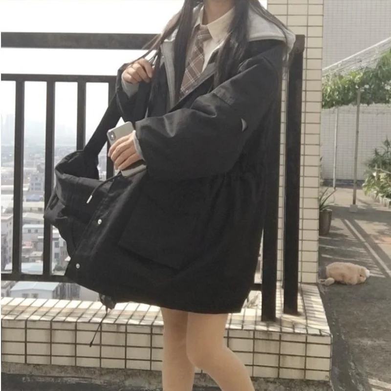 Jackets Women BF Harajuku Leisure Fall Couple High Street All-match Teens Outwear Patchwork Design Loose Clothes Stylish College