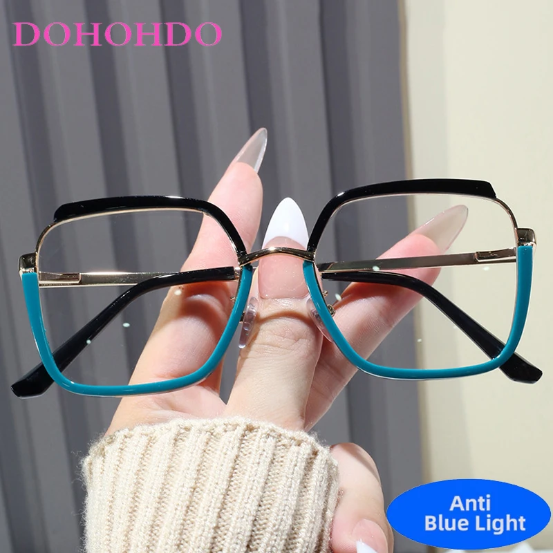 

DOHOHDO 2025 Square Big Frame Retro Female Glasses Anti-blue Light Eyeglasses Eye Protection Ladies Optical Spectacle Eyeglass