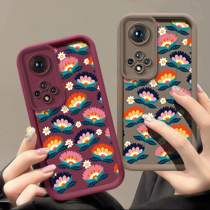 

Luxury Flower Pattern Phone Case For Huawei Nova Y90 Y70 Plus 10 9 SE 5i 7 Pro 7i Silicone Shockproof Matte Soft TPU Cover