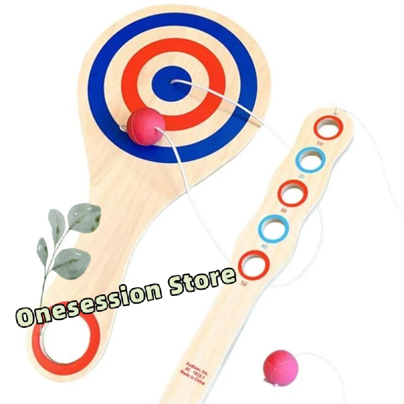 

Wooden Paddle Ball With String And Ball Classic HandEye Coordination Training Set Kids Elastic Paddle Suitable for Summer Camps
