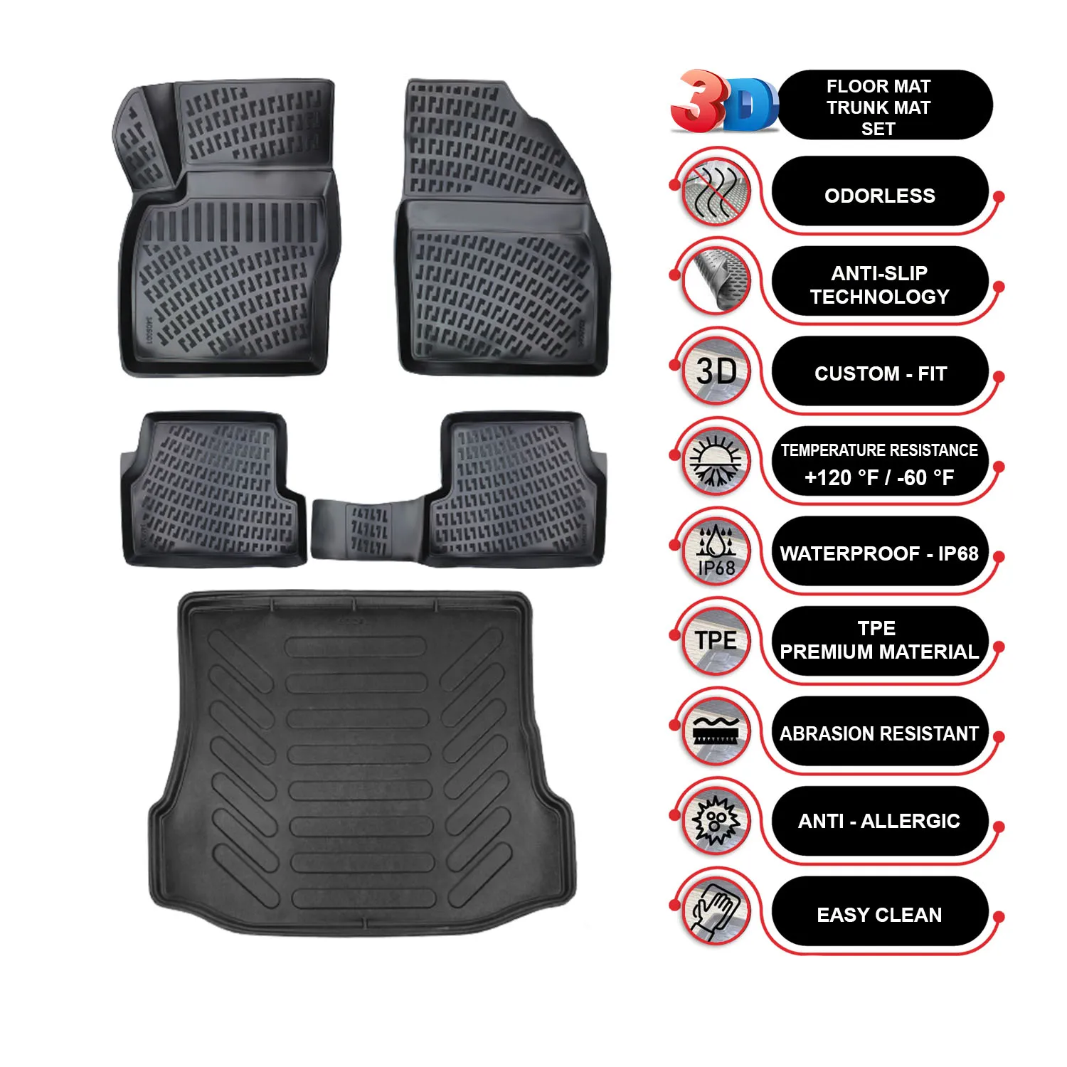 Mini Cooper Countryman - (2017-2023) - Floor Mats + Cargo Trunk Liner - SET