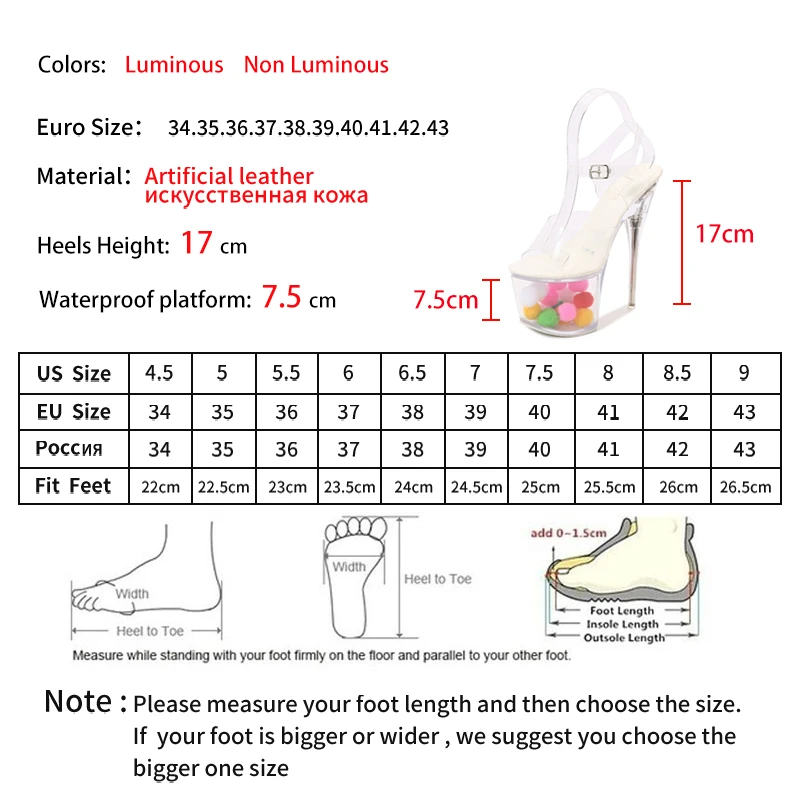 10368 Series 17cm Heel 7.5cm Platform LED Luminous Night Club Show Shoes Sexy Shoes Model Sandals Banquet LFD