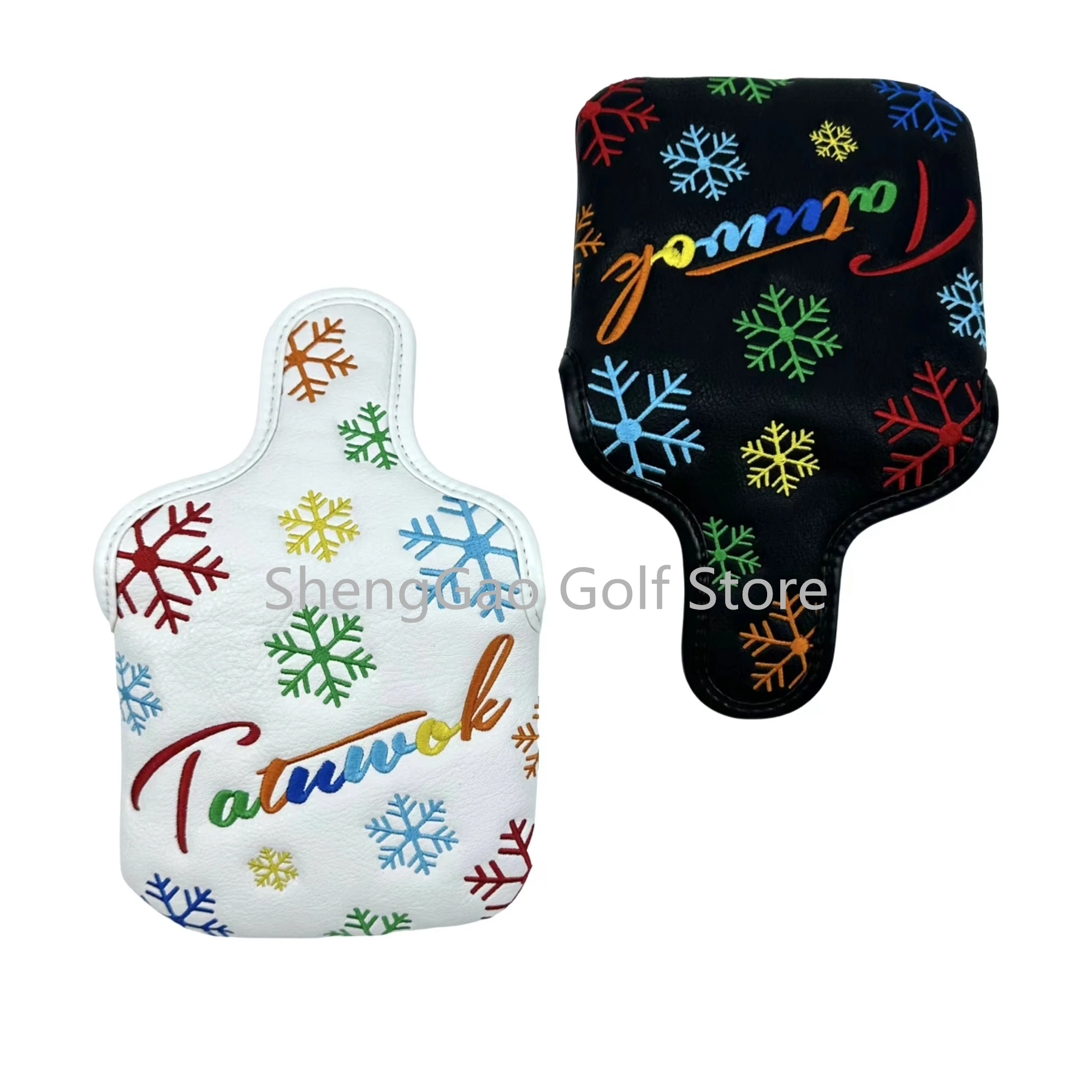 1pc Snowflake Pattern Golf Putter Cover PU Leather Large Mallet Golf Head Cover Magnetic Closure Golf Head cover