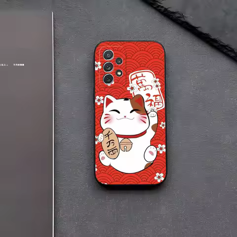 Japanese Lucky Cat for Samsung Galaxy S24 S22 S23 S20 S21 Ultra Fe Plus M54 A34 A54 A24 A52 Coque