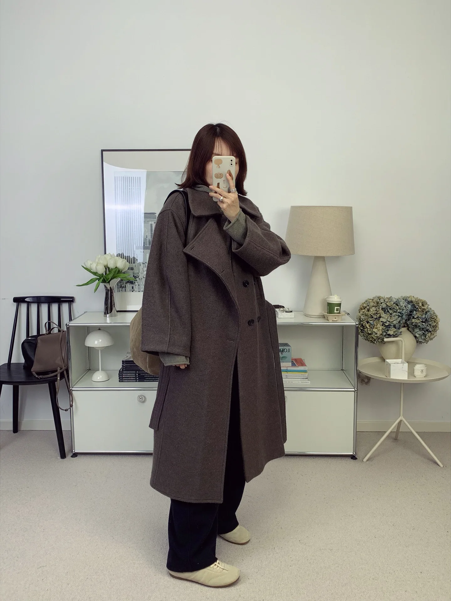 

Пальто-халат Lemaire из шерсти альпака, двубортное, женское, свободного кроя, с длинными рукавами, зимняя верхняя одежда, уличный стиль, хлопок