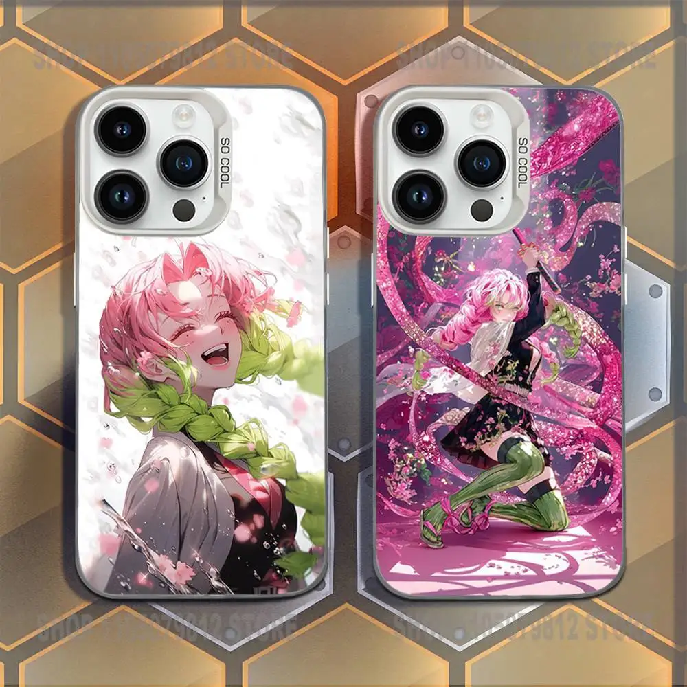 

D-Demon S-Slayer Mitsuri Obanai Phone Case For iPhone 16,15,14,13,12,11,Mini,Pro,E,MAX White Candy Matte Shockproof Cover