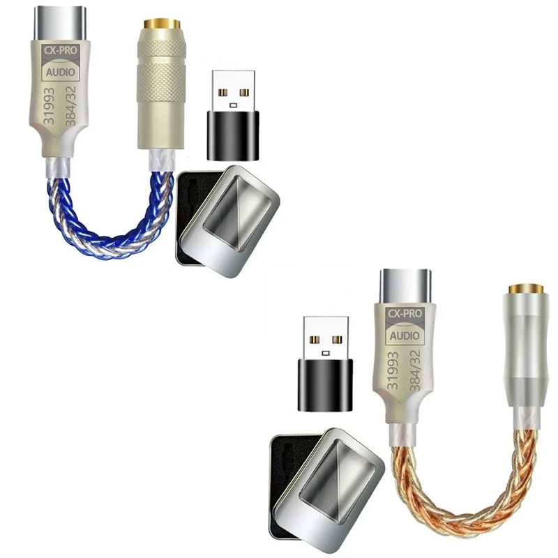 CX31993 Hifi DAC Type C To 3.5Mm Headphone Amplifier Audio Decoder IEM AMP Mobile Phone Adapter With USB Adapter Metal