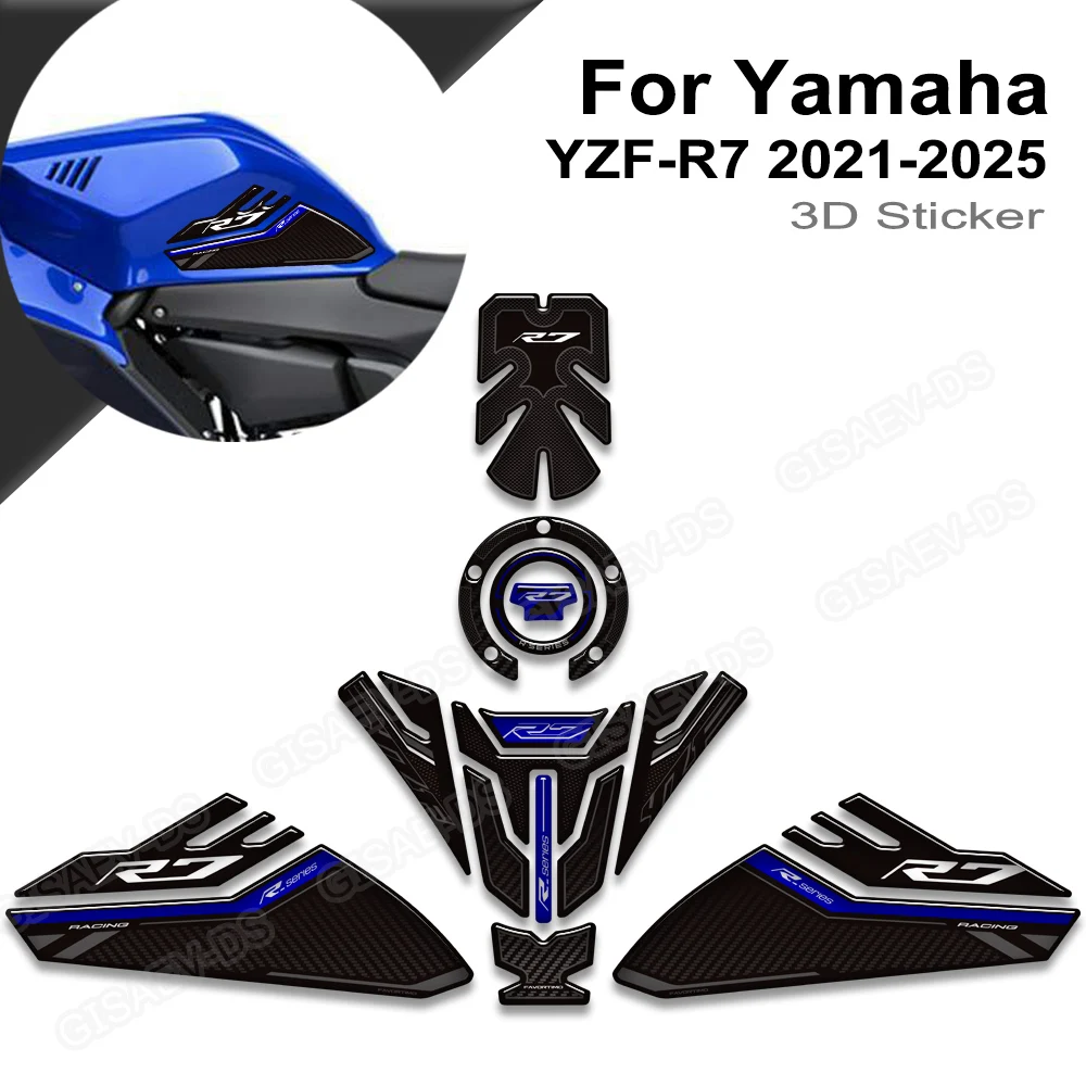 

Motorcycle Tank Pad Side Grips Gas Fuel Oil Kit Knee Fairing Fender Stickers Decals For YZF-R7 YZFR7 YZF R7 2021-2025