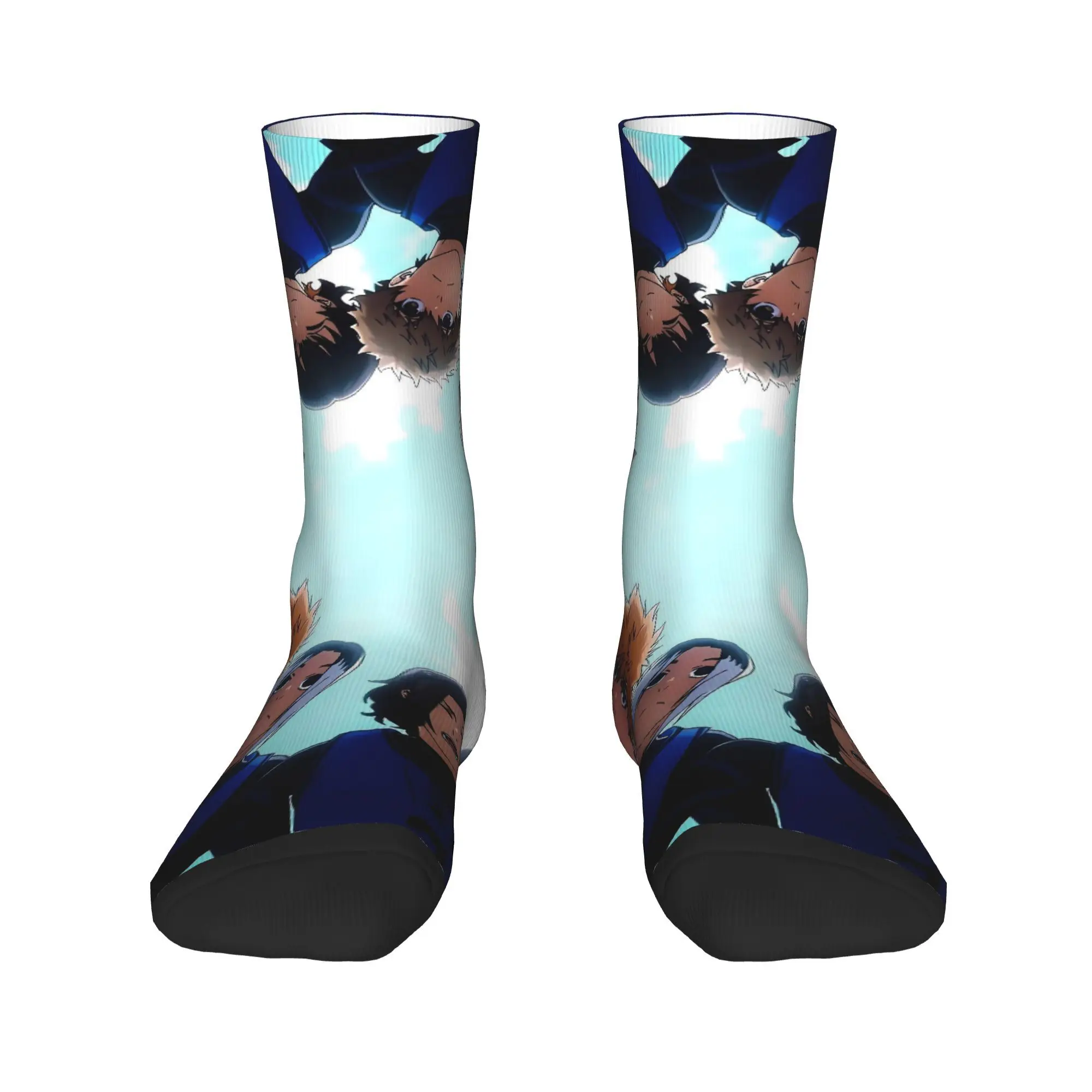 الأزرق قفل أنيمي جوارب أنيقة الجوارب للجنسين الرجال جودة الجوارب الربيع الرياضة في الهواء الطلق الرسم عدم الانزلاق الجوارب هدية عيد ميلاد