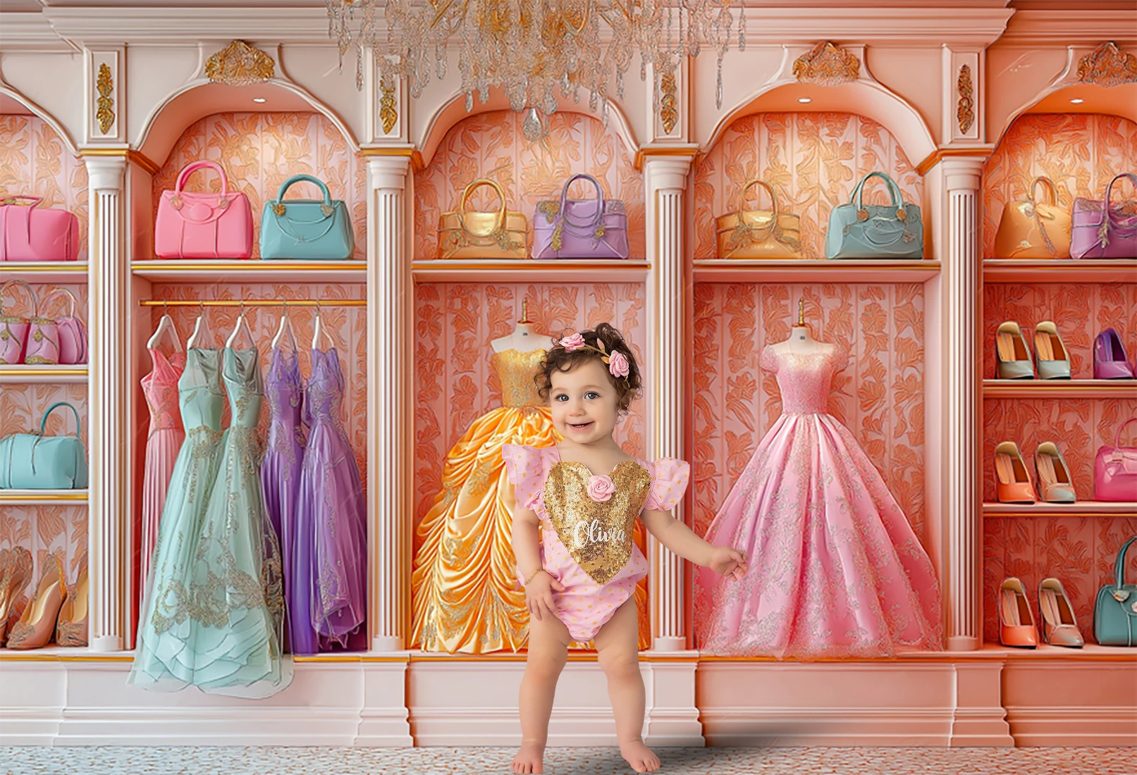 Princess Cloak Room Backdrops Child Baby Photo Props Adult Kids Decors Pink Dress Wardrobe Photography Studio Backgrounds