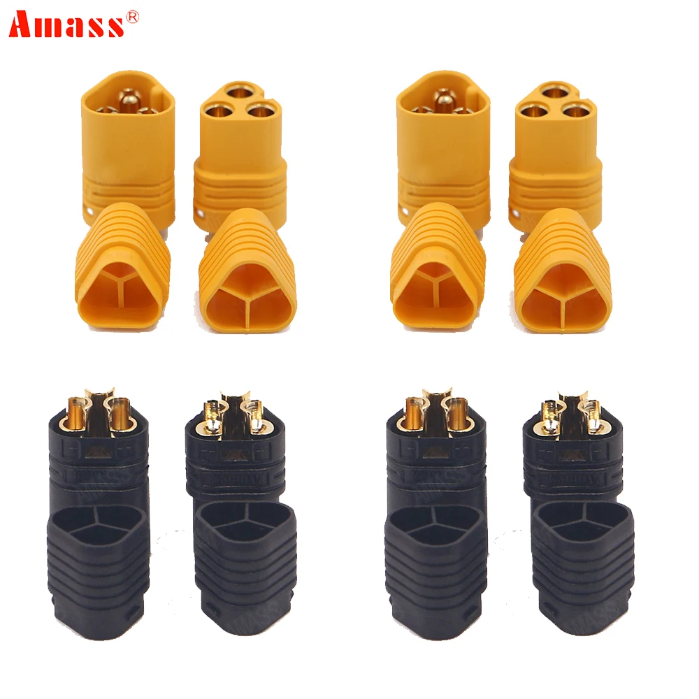 Conjunto de conector de bala AMASS MT60 de 3,5mm de 3 polos, al por mayor, 10 pares, Motor RC, Quadcopter, partes de avión, multicóptero RC