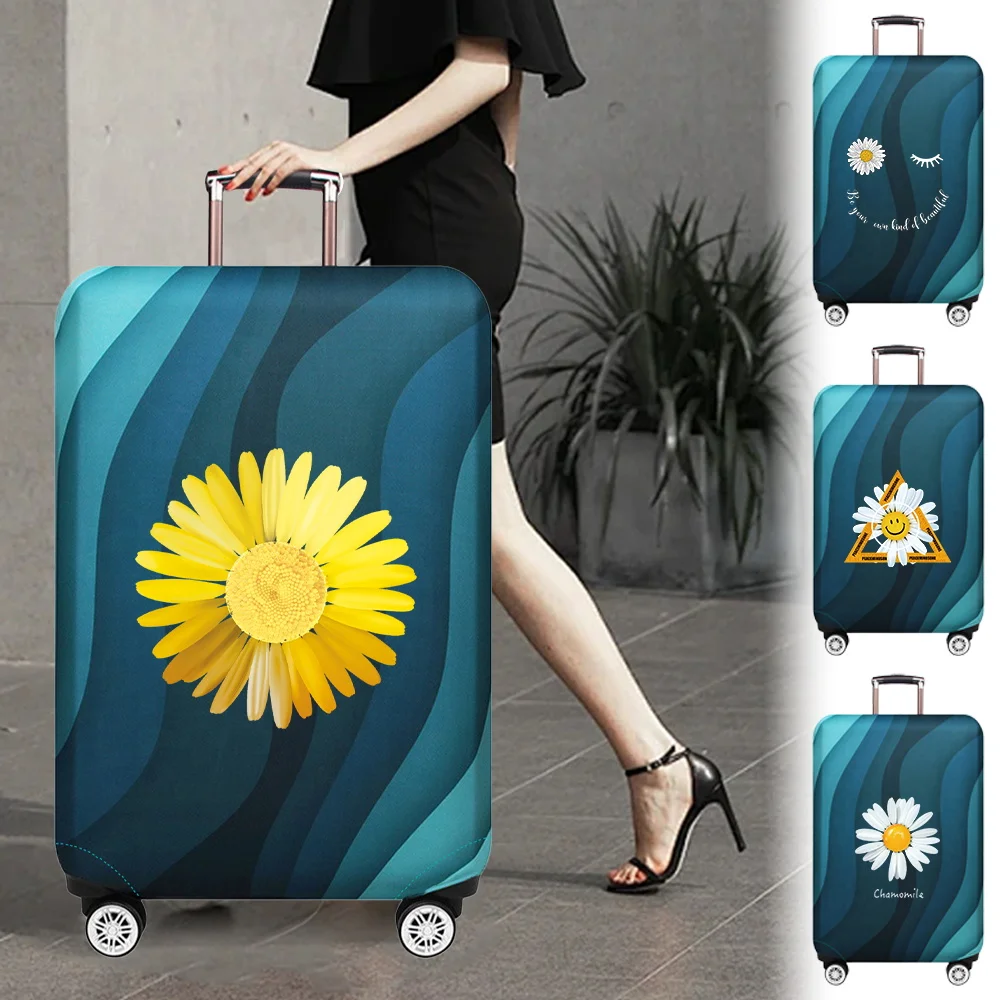 Travel Luggage Cover Suitcase Protective Cover Printing Daisy Series Dust-Proof  Elastic Fabric for 18-32inch Baggage Case