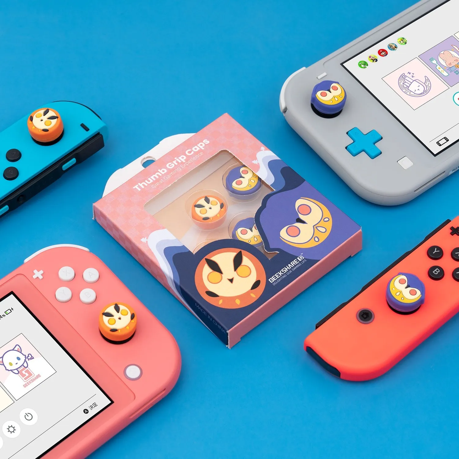 Geeks hare 4pcs Daumen griff kappen für Nintendo Switch & Lite oled Silikon Joystick Kappen Eule Tier Spiele Zubehör