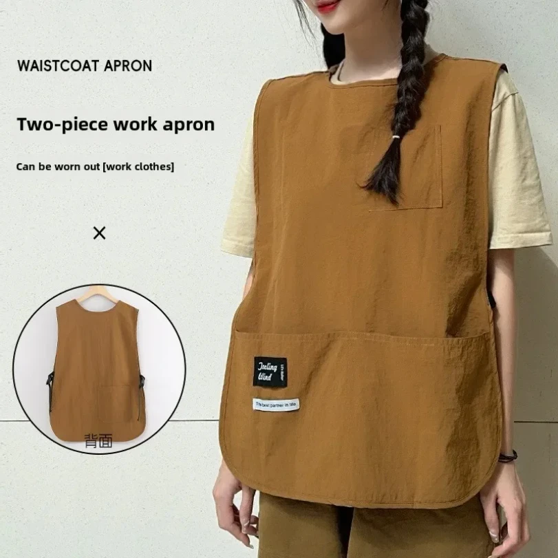 

Apron Kitchen Home Cooking Baking Restaurant Work Uniform Waterproof Barista Vest Waist Protection Customizable Fashion Men