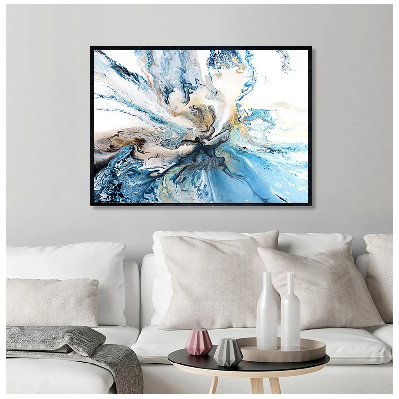 Colorful Ocean Large Abstract Poster Canvas Art Landscape Oil Painting Wall Pictures For Living Room   no frame