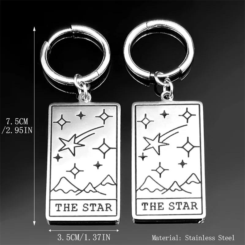 Tarot Cards Drop Earrings The Star Mountain for Women Men Tarot Stainless Steel Silver Color Divination Amulet Earrings Jewelry image 6