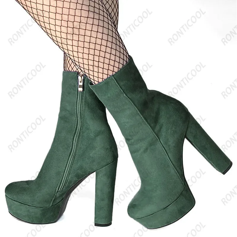 

Ronticool Handmade Winter Ankle Boots Women Unisex Comfort Block Heels round Toe Purple Party Shoes plus Size 52
