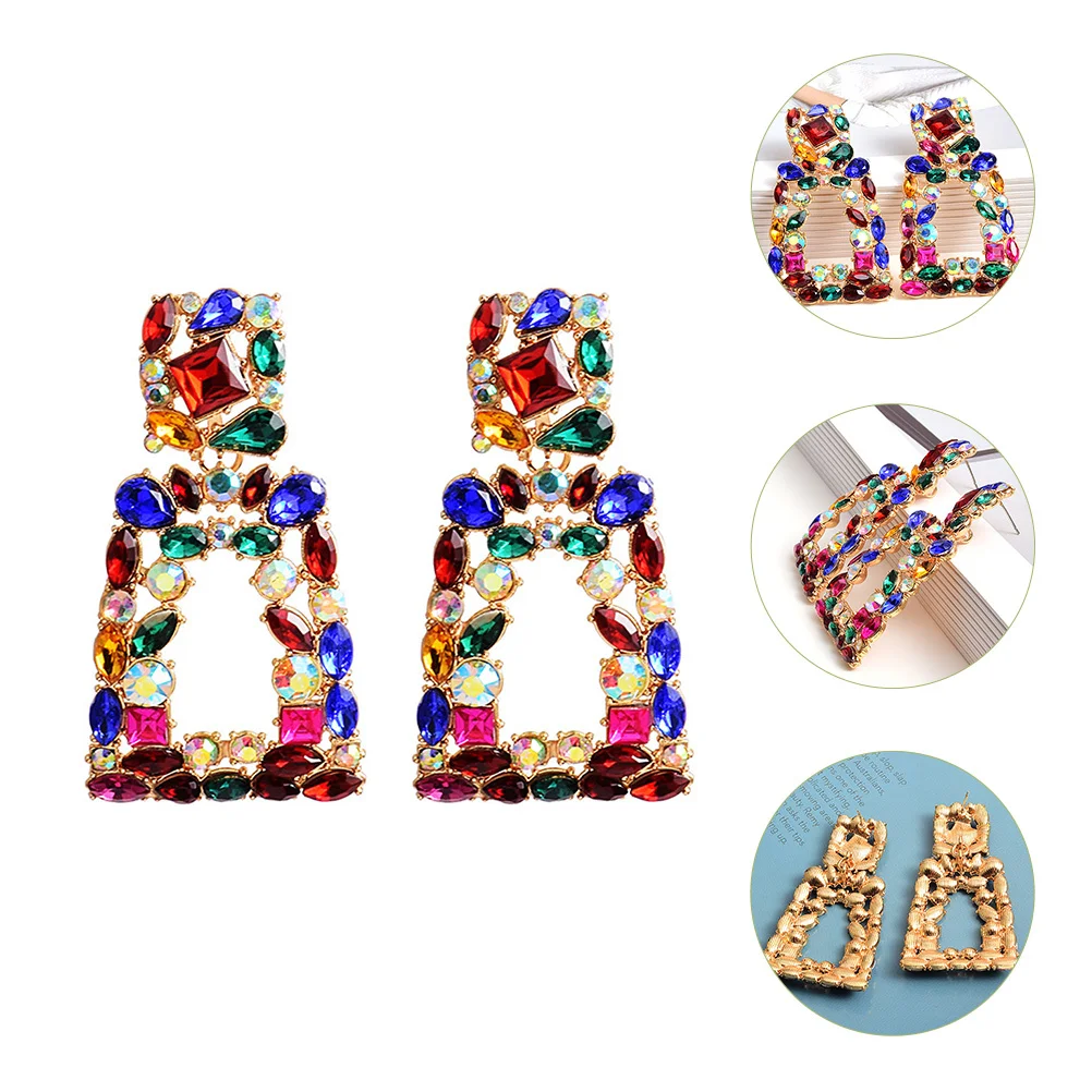 

1Pair Rhinestone Earrings Dangle Statement Jewelry for Women Fashion Trendy Prom Gifts Rhinestone Earrings