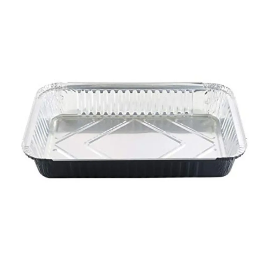 Sartén oblonga de aluminio de colores desechable con tapa Bandeja para hornear de papel de aluminio de 4 libras perfecta para restaurantes domésticos Ideal para hornear