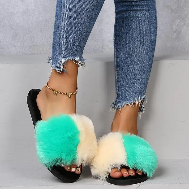 

Модные плюшевые шлепанцы разных цветов с ремешками, женские шлепанцы 2024, черные тапочки на плоском каблуке, женская легкая повседневная обувь для отдыха, большие размеры 43