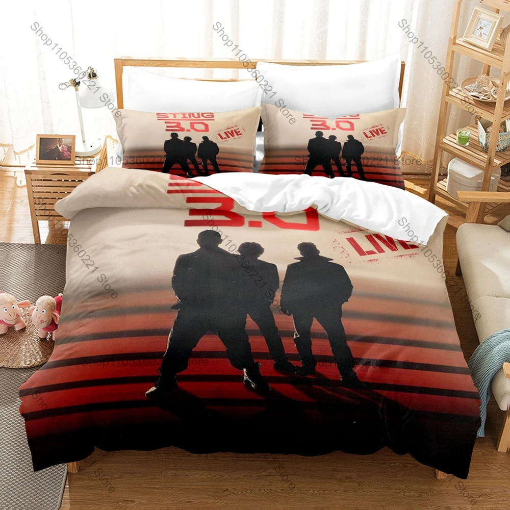 Sting 3.0 Tour Bedding Set, Duvet Cover + 2 Pillowcases, Rock Legend Print Soft Microfiber for Music Fans